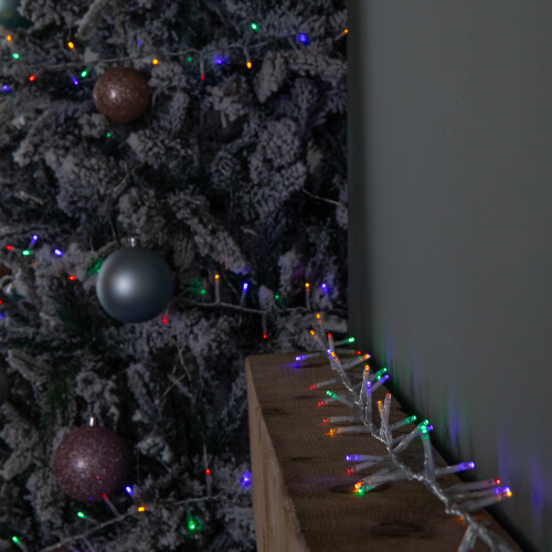Premier 37.5m 1500 LED TreeBrights Christmas String Lights with Timer in Multi-Coloured on Clear Cable