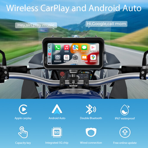 Carpuride W603 6.3 inch Carplay Motorcycle screen with Remote Control 1