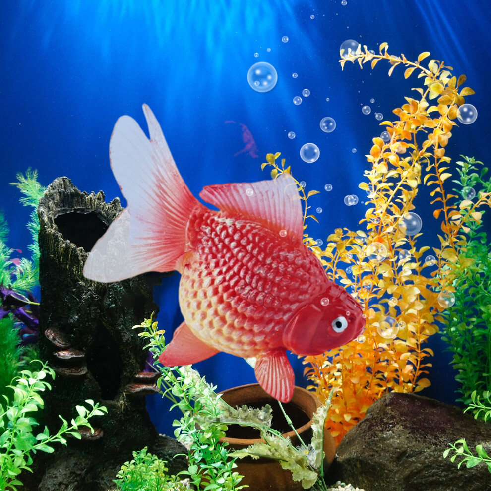 (B) Artificial Fake Goldfish Artificial Aquarium Fake Fish For Pond Swimming Plastic Fish Realistic Moving Yellow Red Goldfish Floating Goldfish Decor