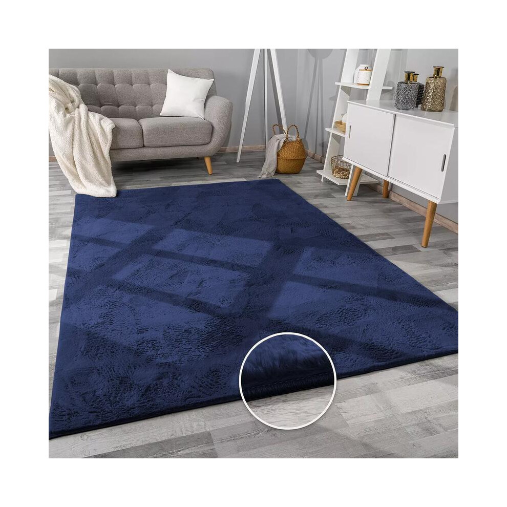 (Navy , 80 x 150 Cm ( Medium Runner )) Imperial Rooms Luxury Super Soft Fluffy Fur Rug for Living Room - Indoor Floor Modern Carpet for Room Accent --image-OPC-PKGFZRQ-NEW