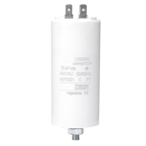 CBB60 450V 35uF Start and Run Capacitor with Nut for Washing Machine Motor, Durable Plastic Case 1