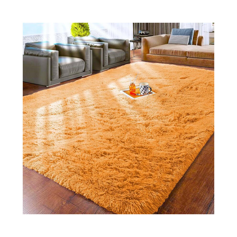 (Ochre, 80 x 300 cm (Rectangular)) [Back To It/School/Uni] IR Imperial Rooms Shaggy Rugs for Living Room Durable Rectangular Cozy, High Pile Soft Thro-image-OPC-PKGGNND-NEW