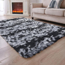 (Tie Dye Grey., 50 x 80 cm (Rectangular)) [Back To It/School/Uni] IR Imperial Rooms Shaggy Rugs for Living Room Durable Rectangular Cozy, High Pile Soft Throw Rug Anti Slip Carpets