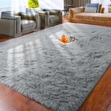 (Grey, 50 x 80 cm (Rectangular)) [Back To It/School/Uni] IR Imperial Rooms Shaggy Rugs for Living Room Durable Rectangular Cozy, High Pile Soft Throw Rug Anti Slip Carpets