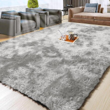 (Tie Dye Light Grey, 80 x 300 cm (Rectangular)) [Back To It/School/Uni] IR Imperial Rooms Shaggy Rugs for Living Room Durable Rectangular Cozy, High Pile Soft Throw Rug Anti Slip Carpets