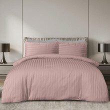 (Peach, Double) Imperial Rooms 4-Piece Stripe Duvet Cover Complete Set in 10 Different Colors - Super Soft, Breathable, Anti-Allergic Bedding Duvet Set For