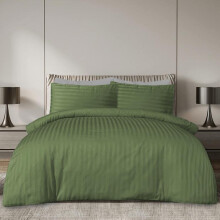 (Olive Green, King) Imperial Rooms 4-Piece Stripe Duvet Cover Complete Set in 10 Different Colors - Super Soft, Breathable, Anti-Allergic Bedding Duvet Set For
