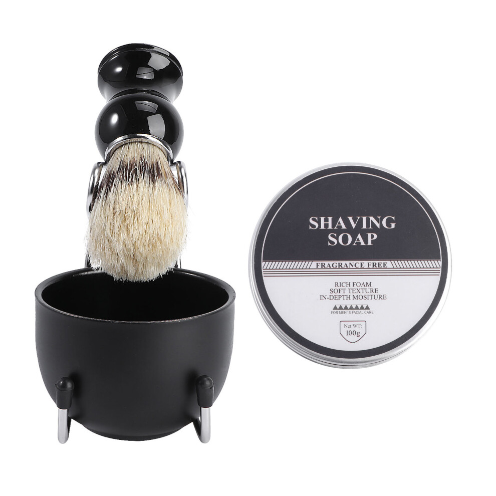 Solustre 4 Pcs Set Men Shaving Brush With Bowl Holder And Soap Bowl
