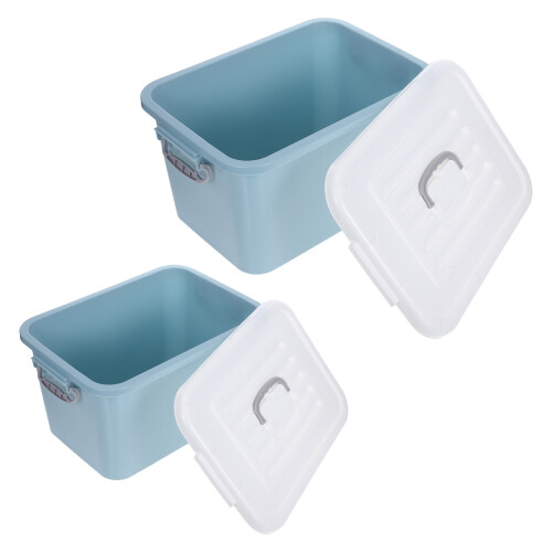2pcs large plastic storage containers with lids for toys and blocks