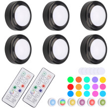 6 pcs led cabinet puck lights battery operated with remote