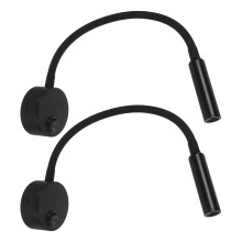 2pcs 3w led desk lamp wall mounted with flexible hose black