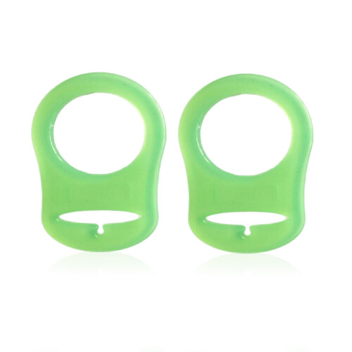 green silicone pacifier ring adapter for button style soothers 2
