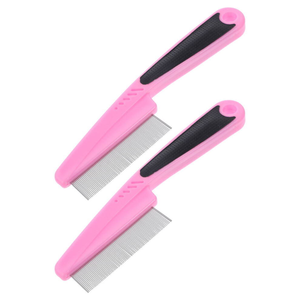 Ohphcall Unisex 2Pcs Stainless Steel Fine Tooth Combs For Dandruff Portable Hair Comb