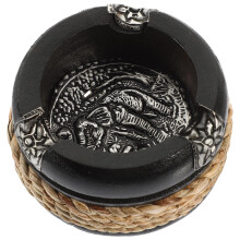 1pc vintage wooden ashtray black decorative ash holder container