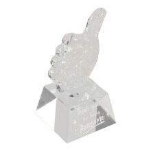 crystal thumb trophy award statue hand gesture