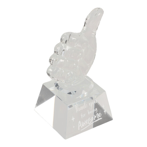 crystal thumb trophy award statue hand gesture