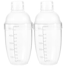 2Pcs Transparent Plastic Hand Shaker for Cocktails Milk Tea with Scale