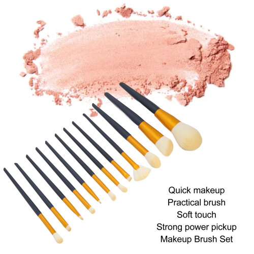 Complete 12-Piece Makeup Brushes Set with Bag for Powder Eyeshadow Blush 2