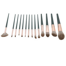 14-teilige Make-up-Pinsel-Set mit grüner Aufbewahrungstasche – Synthetische Fasern &amp; Aluminium