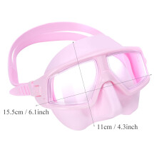 Free Diving Mask Pink Large View Low Volume Liquid Silicone Goggles for Adults