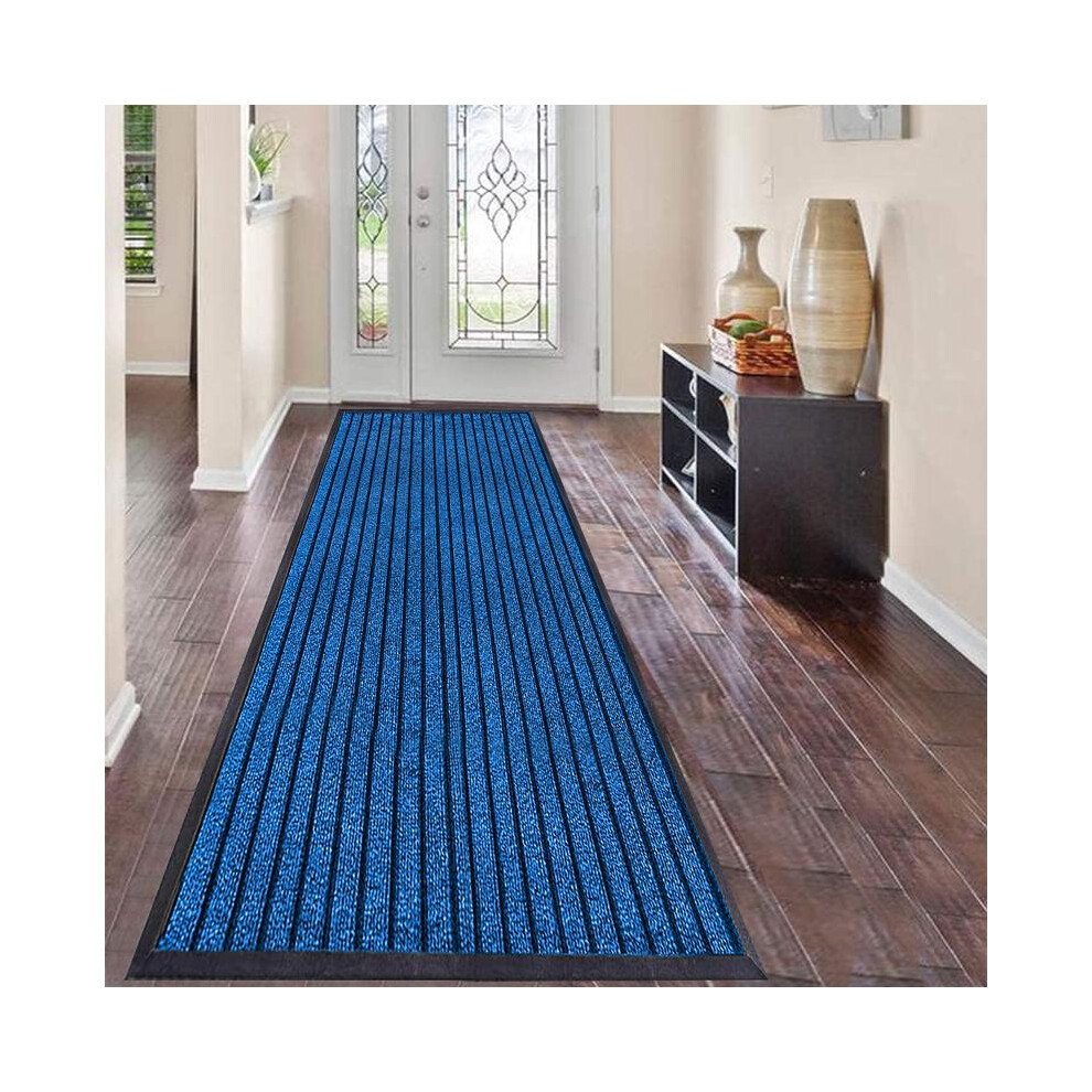 (Blue, 80CM X 150CM (MEDIUM RUNNER)) Door Mat Indoor & Outdoor,  Strong PVC Rubber Backed Floor Mats, Anti Slip Washable Runner Rug for Hallways ,Heav-image-OPC-PKGH7ZH-NEW