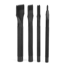 4 Stück Zinkenleder-Schneideisen-Set, 4 mm chromatiertes Stahl-Handwerkzeug