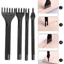 Leder-Werkzeug-Set 4-teilig, Meißel-Set, 5mm Zinken, schwarz lackiert, für Bastelarbeiten