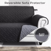 (Black/Dark Grey, 3 Seater ) Imperial Rooms Sofa Cover Water Resistant Sofa Slipcovers Reversible Non Slip Couch Cover Washable Quilted Sofa Protectors For Pets/Kids/D