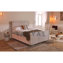 (Single, With Ottoman, Silver) Luna Velvet Bedframe with Memory Sprung Mattress