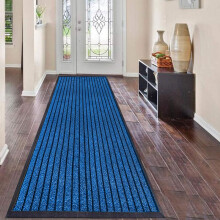 (Blue, 40CM X 60CM (SMALL MAT)) Door Mat Indoor & Outdoor, Strong PVC Rubber Backed Floor Mats, Anti Slip Washable Runner Rug for Hallways ,Heavy Duty Rubber Door Mats,