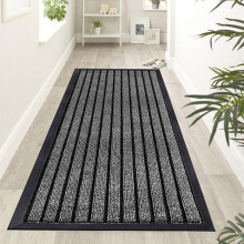 (Grey, 40CM X 60CM (SMALL MAT)) Imperial Rooms Non-Slip PVC Rubber Mat - Dirt Trapper Rubber Backed Door Mat, Entryway Mat, Kitchen Mat, and Hallway Runner Mat For Home