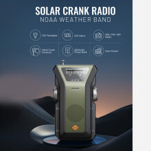 Solar-Handkurbel-Radio mit 4000mAh Powerbank, 7,5W, 169mm, Grün