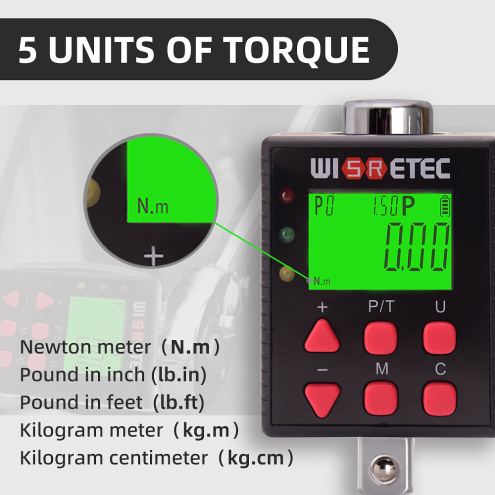 Dual Mode Torque Wrench Led & Buzzer Alert 10 Presets Portable 7641349544591