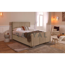 (King, No Ottoman, Beige) Luna Velvet Bedframe with Memory Sprung Mattress