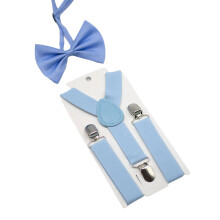 2lots Wide Solid Straight Suspenders Upfitter-Aqua blue color