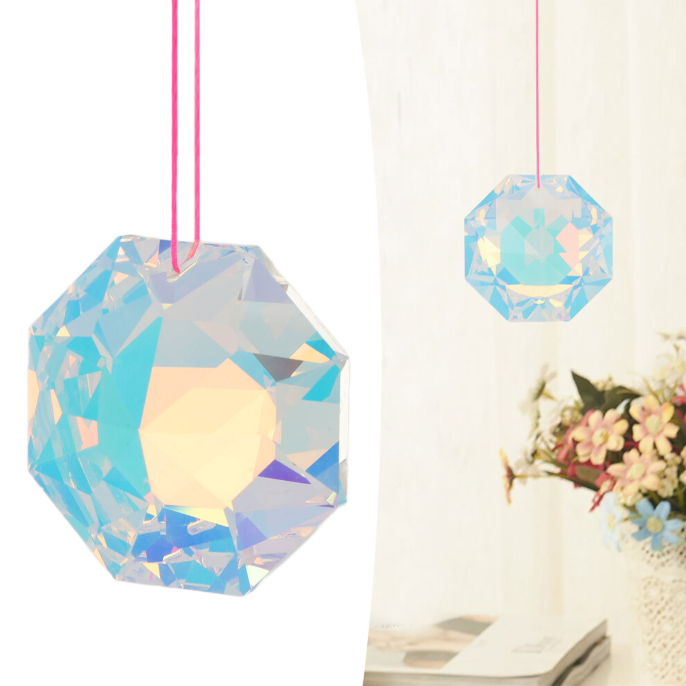Hanging Crystal Suncatcher Prism Pendant, Geometric Crystal, Colorful Reflection White 9341349546172