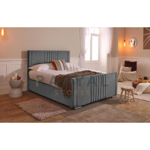 (King, No Ottoman, Grey) Luna Velvet Bedframe with Memory Sprung Mattress