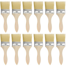 Set of 12 wall painting brushes - 6 cm head and 19.5 cm total size - Flat brush for painting on gravel, silicone, gesso, stains, varnishes