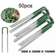 Half-pulverized green U-shaped ground nails Garden greening lawn nails Artificial grass fixed nails Turf nails