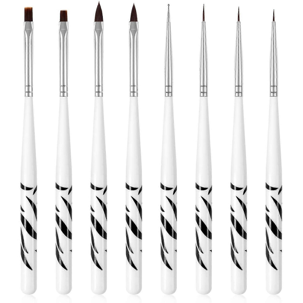 Nail Art Brushes, 8 Pcs Nail Art Brush Set, UV Gel and Acrylic Brushes, Professional Nail Art Manicure Tools, 8 Pcs