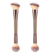 Set of 2 makeup brushes for foundation, contouring, dual-ended