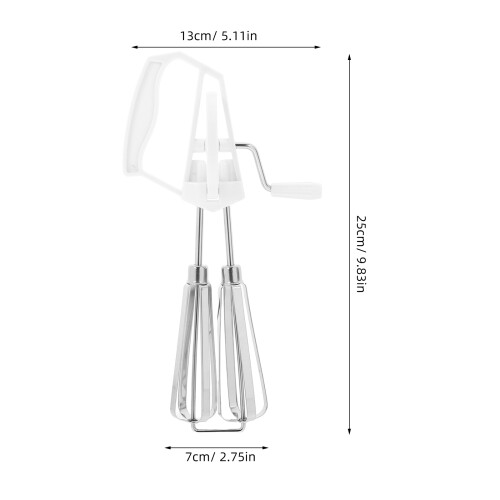 Easy Use White Hand Crank Egg Whisk Stainless Steel Kitchen Mixer 1