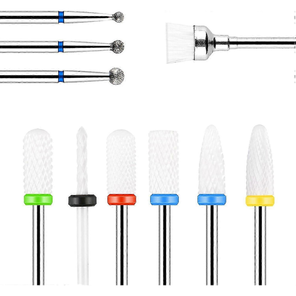 10pcs 3/32 Ceramic Nail Drill Bits for Acrylic Gel Nails