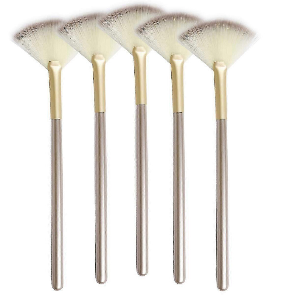 Fine and soft fan brush for face, acid mask applicator for glycolic acid peel mask, set of 5