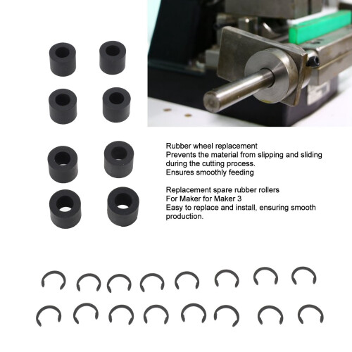 Maker 3 Compatible Rubber Rollers Set 8pcs with 16 Fixing Ring Included 2
