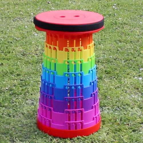 (Green Rainbow) Telescopic Folding Portable Stool