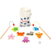 Reis spel - small foot - Vissen met een hengel - 2 magnetische hengels - Praktische tas - FSC 100%
