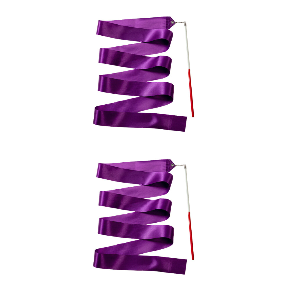Purple Gymnastic Ribbon Sparkling Dance Ribbon Twirling Batons