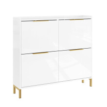 SoBuy FSR206-GW Úzká skříň na boty bílá 100x90cm, 4 dvířka
