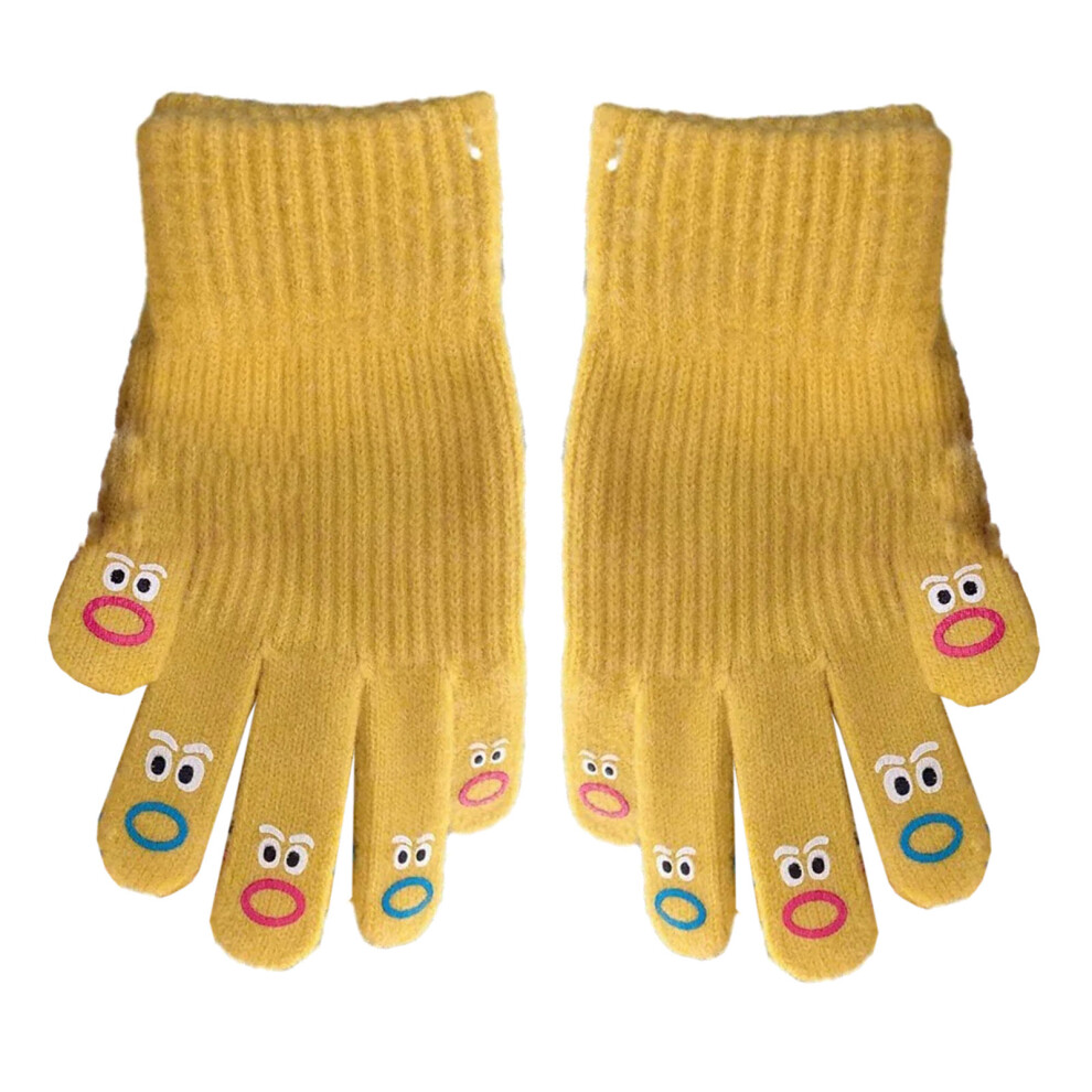 Yellow Winter Thicken Gloves Full Finger Stylish Thermal Gloves